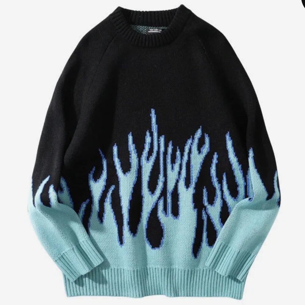 Black and Blue Flame Sweater